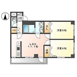 アメニティプレイス 2LDKの間取図画像