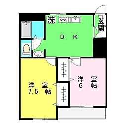 ドエルアキモト 2DKの間取図画像