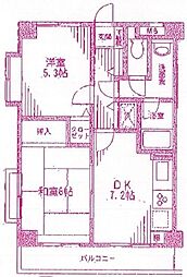 シュール梶ヶ谷 2LDKの間取図画像