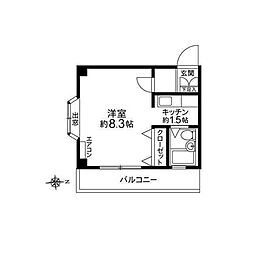 アルベールハイム ワンルームの間取図画像