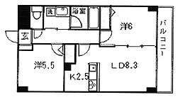 ハーベストヒルズ溝の口1 2LDKの間取図画像
