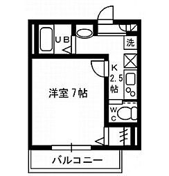 ヴィラアイビー 1Kの間取図画像