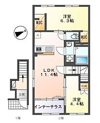 宮前区平4丁目新築アパート(仮 2LDKの間取図画像
