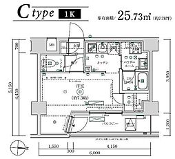 MAXIV武蔵新城TRE 1Kの間取図画像