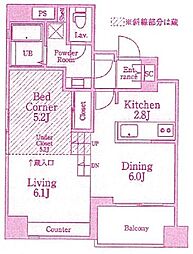 コンフォルトゥ溝の口 1SLDKの間取図画像