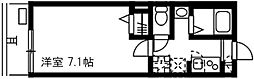 Glanzカワサキ 1Kの間取図画像