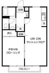 コーポランジュ 1LDKの間取図画像