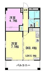 田園ドミール 1LDKの間取図画像