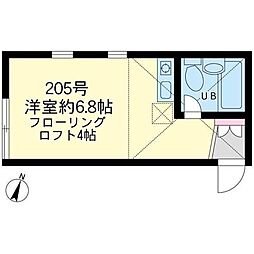 ユナイト鹿島田フェリクス ワンルームの間取図画像