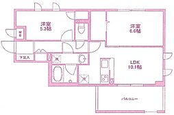 フェリチターレ 2LDKの間取図画像
