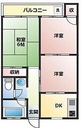 コーポ五所塚 3DKの間取図画像