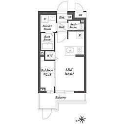 ブランシエスタ用賀 1LDKの間取図画像