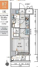 メインステージ元住吉 1Kの間取図画像