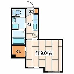 アヴァンセ千年 1Kの間取図画像