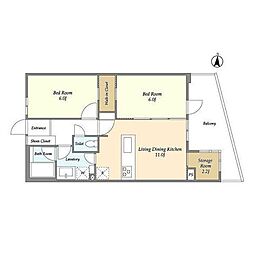 グランカーサ川崎生田 2SLDKの間取図画像