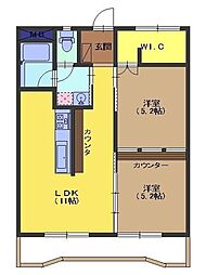リバーサイドマンション 2LDKの間取図画像
