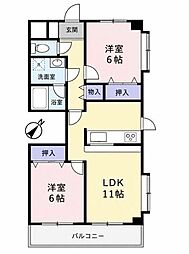 フローレあざみ野2 2LDKの間取図画像