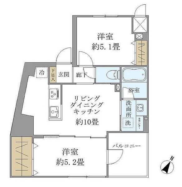 パインステージ白金高輪 801｜東京都港区高輪１丁目(賃貸マンション2LDK・8階・46.98㎡)の写真 その2