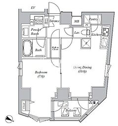 カーサスプレンディッド・ラ・プリュス元赤坂 11階1LDKの間取り