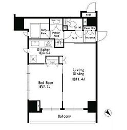 パークルージュ赤坂檜町 1103 11階1LDKの間取り