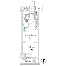 クラリティア板橋本町 2階1DKの間取り