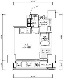 パークキューブ愛宕山タワー 14階ワンルームの間取り