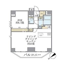 ルネサンス赤坂プレミアムコート 12階1LDKの間取り