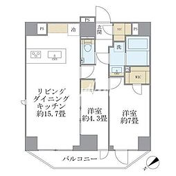 ルネサンス赤坂プレミアムコート 10階2LDKの間取り