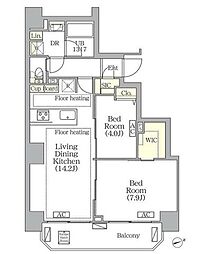 ブリックレジデンス南青山（BRICK RESIDENCE南青山） 8階2LDKの間取り