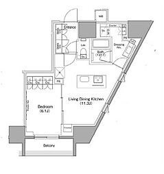 ザ・パークハビオ麻布十番 1LDKの間取図画像