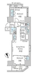 パークアクシス虎ノ門 2LDKの間取図画像