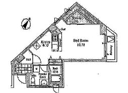 クローバー六本木 ワンルームの間取図画像