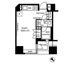 パークアクシス溜池山王 ワンルームの間取図画像