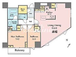 プラウド恵比寿南 2LDKの間取図画像
