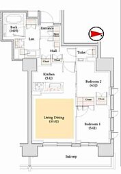 ウエリス六本木 2LDKの間取図画像