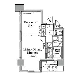 レジディア広尾南 1LDKの間取図画像