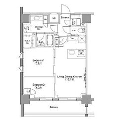 ザ・パークハビオ恵比寿プレイス 2LDKの間取図画像