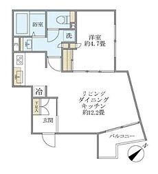 エクサムアカサカ(EXAM AKASAKA) 1LDKの間取図画像