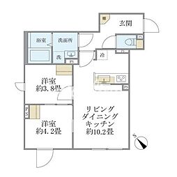 エクサムアカサカ(EXAM AKASAKA) 2LDKの間取図画像