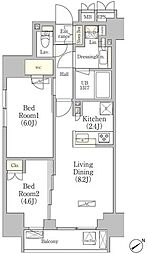 パークヴィラ恵比寿 2LDKの間取図画像