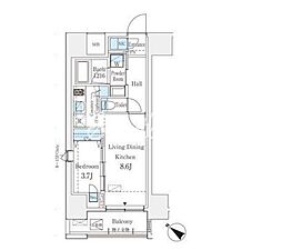 PRIMERESIDENCESHIBUYA 1LDKの間取図画像
