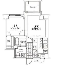 カスタリア麻布十番 1LDKの間取図画像