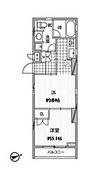 パシフィックコート中延 1LDKの間取図画像