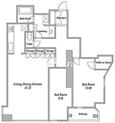 渋谷プロパティータワー 2LDKの間取図画像