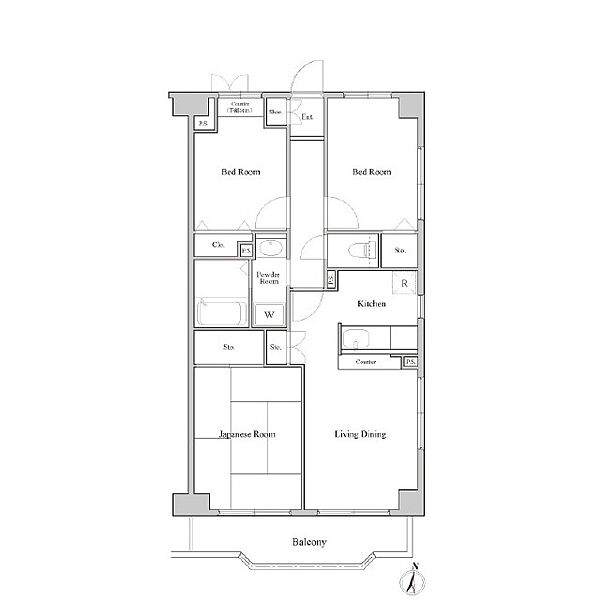 ガーデンヒルズ弐番館 0306｜東京都大田区上池台(賃貸マンション2SLDK・3階・57.12㎡)の写真 その2