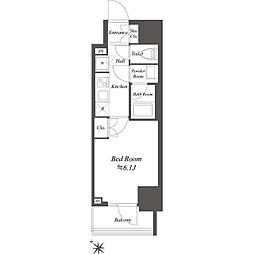 オープンブルーム川口並木 5階1Kの間取り