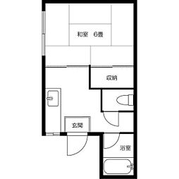 フジハイツ11号館 0202 2階1Kの間取り