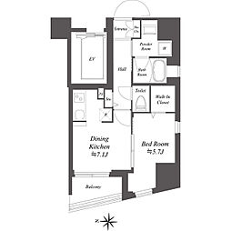 ドゥーエ亀戸II 10階1DKの間取り