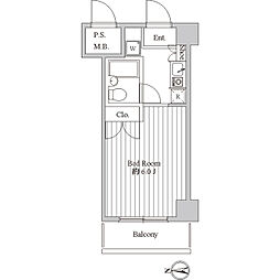 スペーシア池上 0606 6階1Kの間取り
