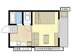 共栄ハイツ 1Kの間取図画像